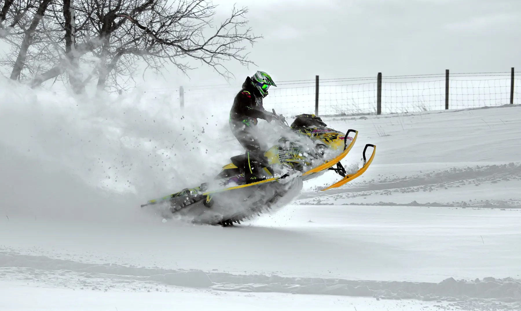 Groomed snowmobile trail